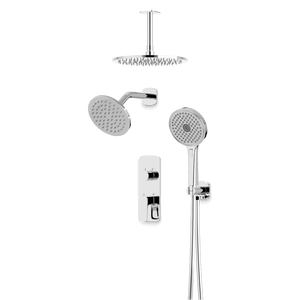 Artos Harmony Thermostatic Shower Trim Kit with Wall & Ceiling Mount Shower Head, Hand Shower Chrome