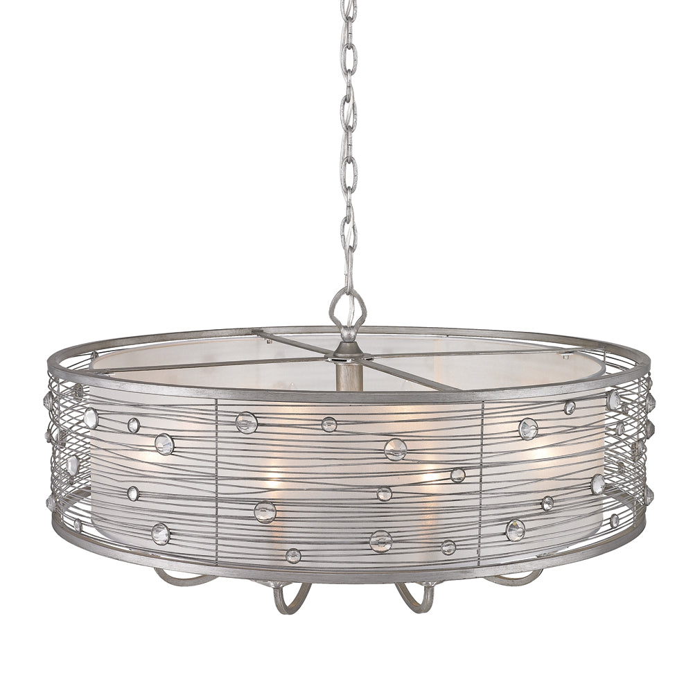 Joia 8 Light Chandelier in Peruvian Silver with Sterling Mist Shade