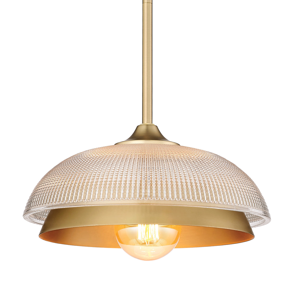 Crawford Mini Pendant in Brushed Champagne Bronze with Retro Prism Glass Shade