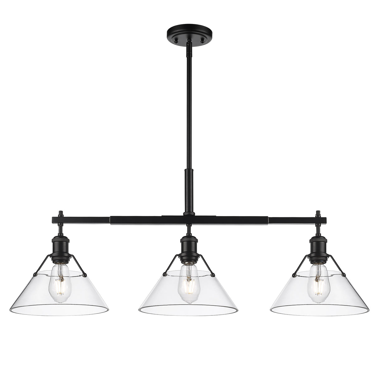 Orwell BLK Linear Pendant in Matte Black with Clear Glass Shade