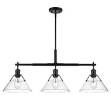Orwell BLK Linear Pendant in Matte Black with Clear Glass Shade