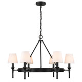 Edinburgh 6 Light Chandelier in Matte Black with Modern White Shade