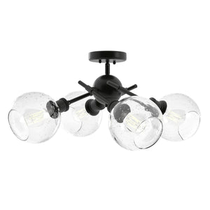 Axel Semi-Flush in Matte Black with Seeded Globe Shades