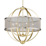 Colson OG 6 Light Chandelier (with Pewter shade) in Olympic Gold