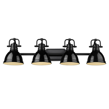 Duncan BLK 4 Light Bath Vanity in Matte Black with Black Shades Shade