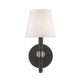Waverly 1 Light Wall Sconce in Rubbed Bronze with Classic White Shade