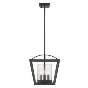 Mercer Semi-Flush in Matte Black with Matte Black accents and Seeded Glass