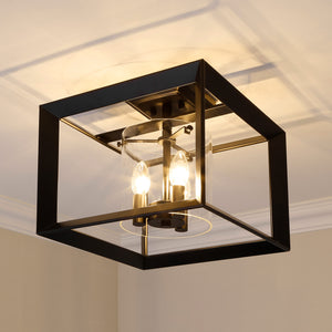 Smyth 12" Semi-Flush in Matte Black with Clear Glass Shades