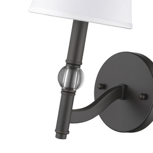 Waverly 1 Light Wall Sconce in Rubbed Bronze with Classic White Shade