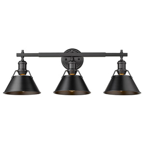 Orwell BLK 3 Light Bath Vanity in Matte Black with Matte Black Shades