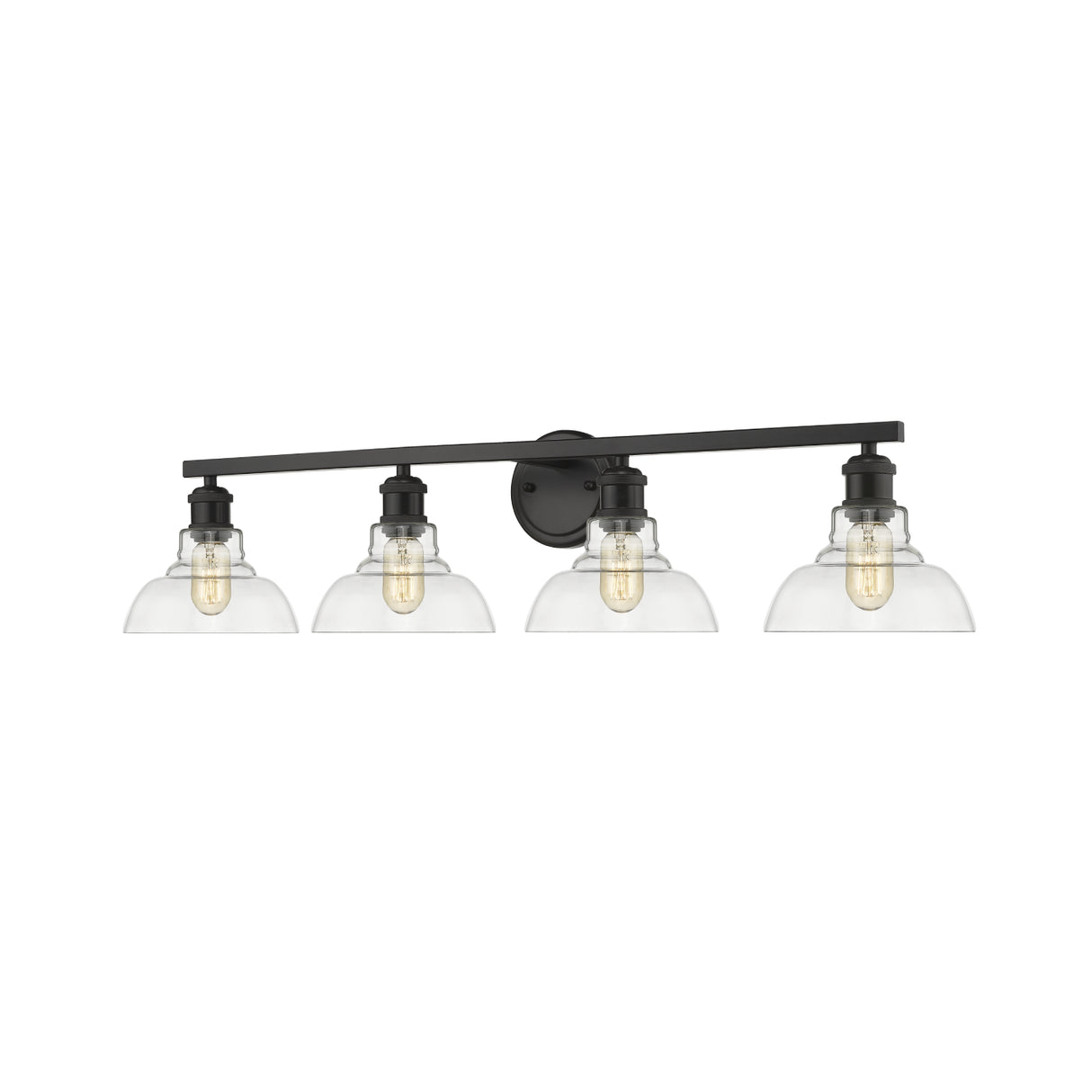 Carver 4-Light Bath Vanity in Matte Black with Clear Glass Shades