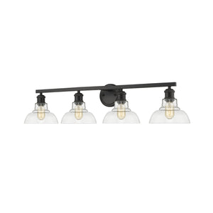 Carver 4-Light Bath Vanity in Matte Black with Clear Glass Shades