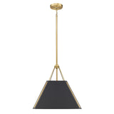 Ranik 1 Light Pendant in Brushed Champagne Bronze with Natural Black Shade