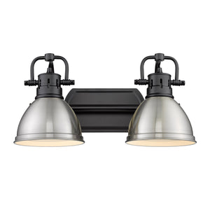 Duncan 2 Light Bath Vanity in Matte Black with Pewter Shades