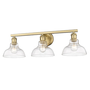 Carver BCB 3 Light Bath Vanity in Brushed Champagne Bronze with Clear Glass Shade
