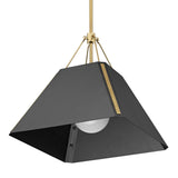 Ranik 1 Light Pendant in Brushed Champagne Bronze with Natural Black Shade