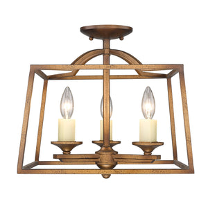 Athena 3 Light Semi-Flush in Grecian Gold