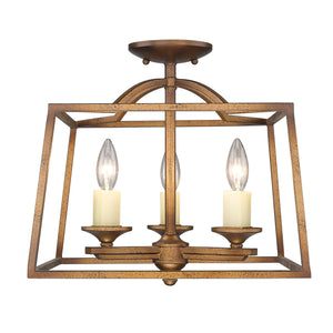 Athena 3 Light Semi-Flush in Grecian Gold