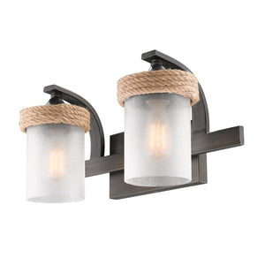 Chatham 2 Light Bath Vanity in Gunmetal Bronze with Clear Sandblasted Glass