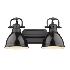 Duncan 2 Light Bath Vanity in Matte Black with Black Shades