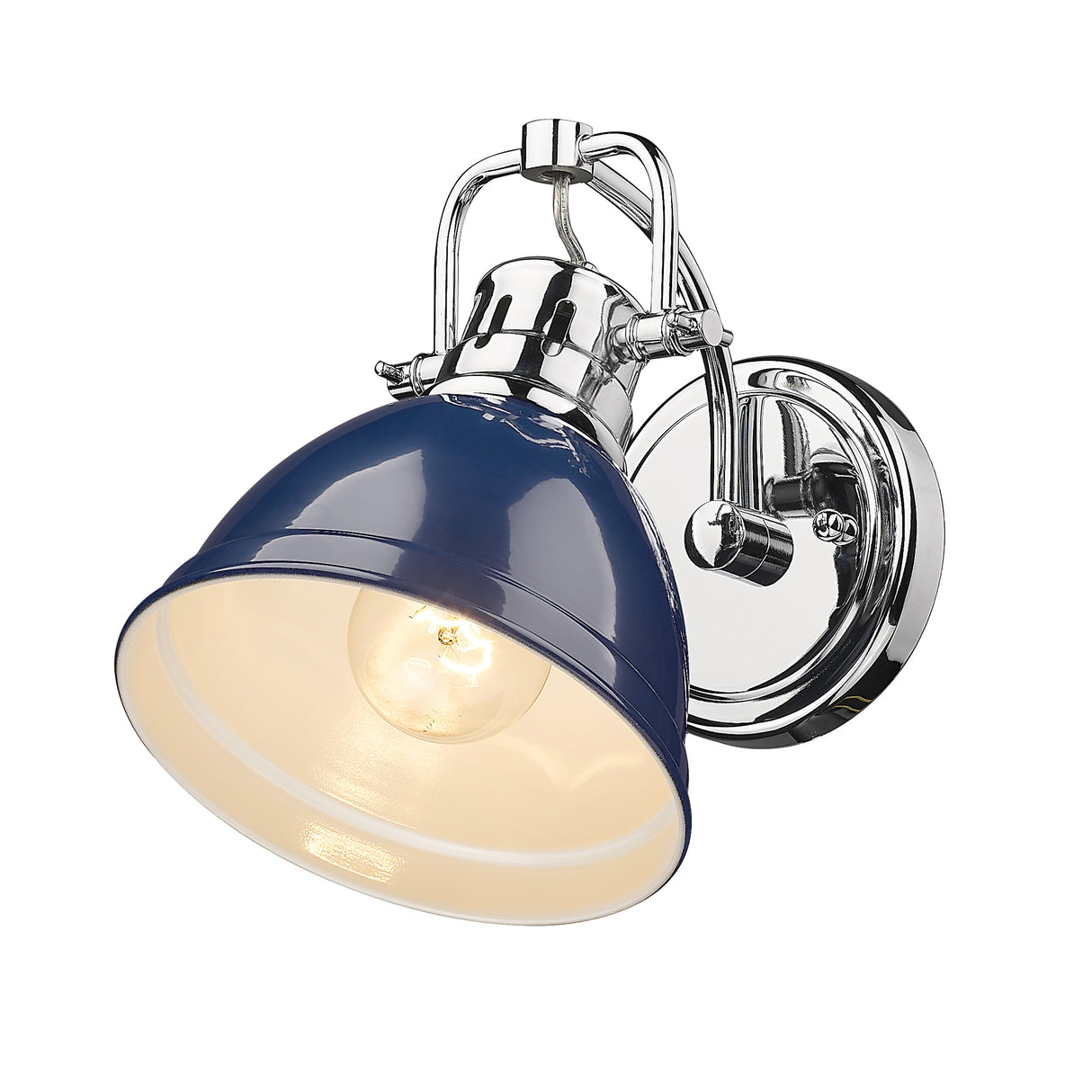 Duncan CH 1 Light Bath Vanity in Chrome with Navy Blue Shade