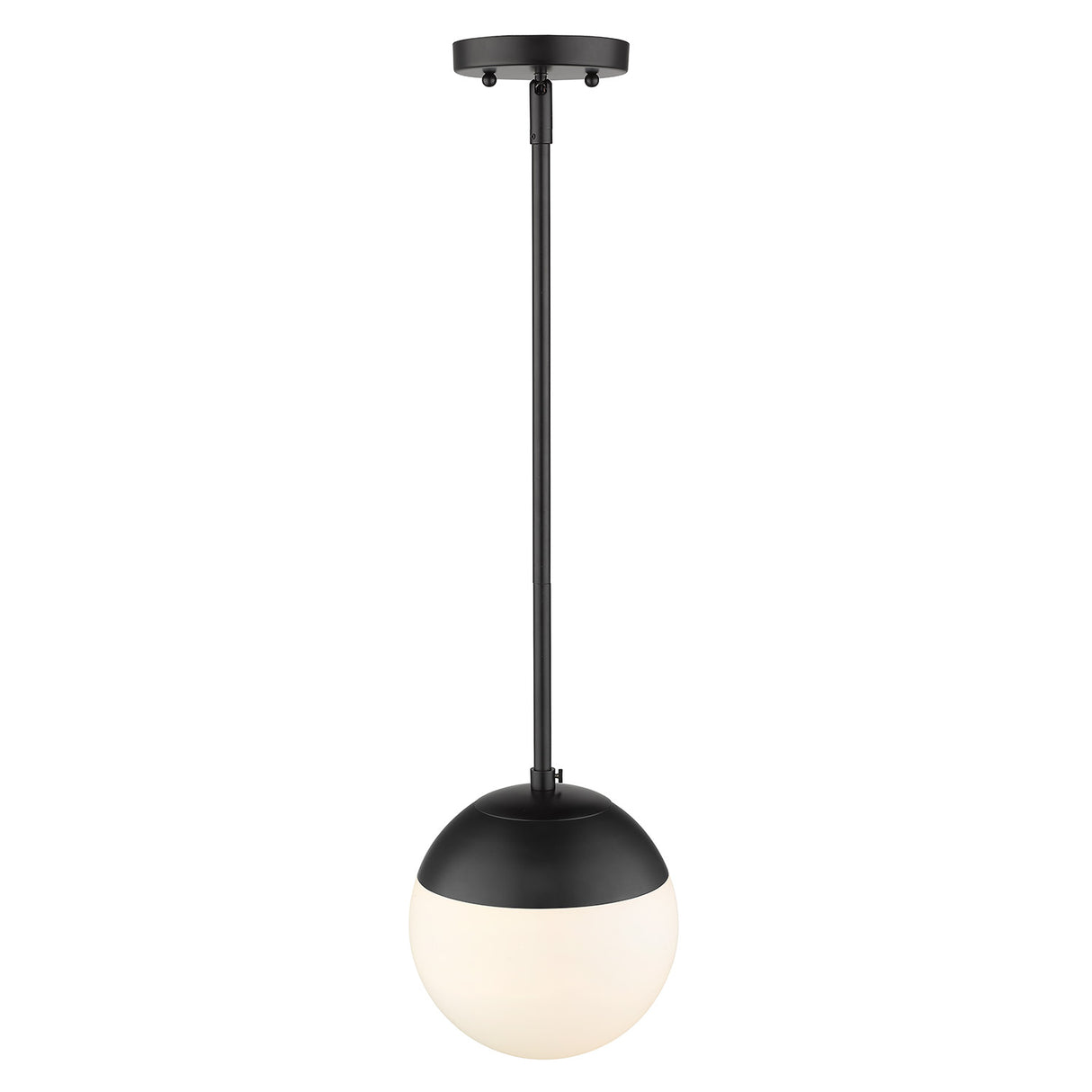 Dixon Small Pendant in Matte Black with Opal Glass and Matte Black Cap