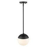 Dixon Small Pendant in Matte Black with Opal Glass and Matte Black Cap