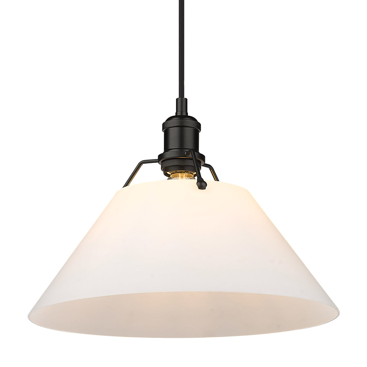 Orwell BLK Large Pendant in Matte Black with Opal Glass Shade