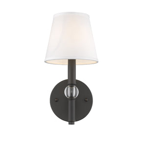 Waverly 1 Light Wall Sconce in Rubbed Bronze with Classic White Shade