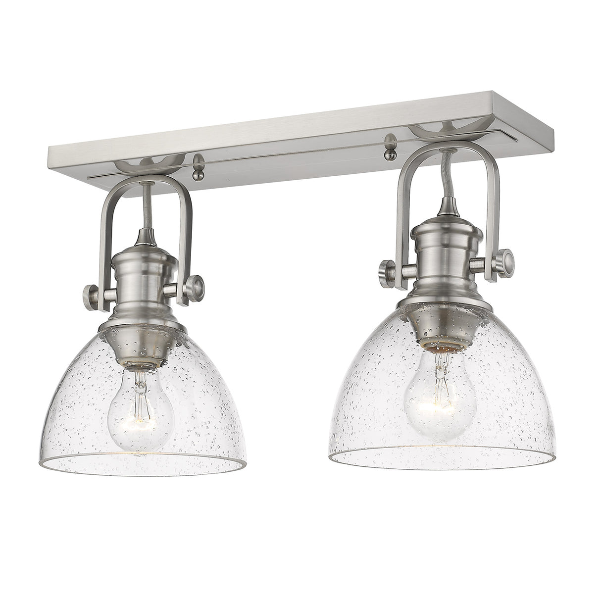 Hines 2-Light Semi-Flush in Pewter with Seeded Glass