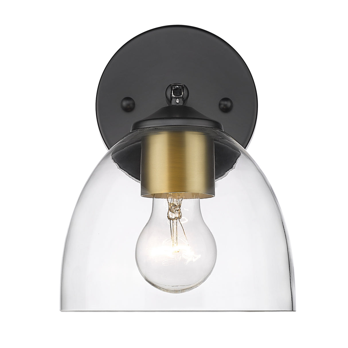 Roxie 1 Light Wall Sconce in Matte Black with Brushed Champagne Bronze and Clear Glass Shade