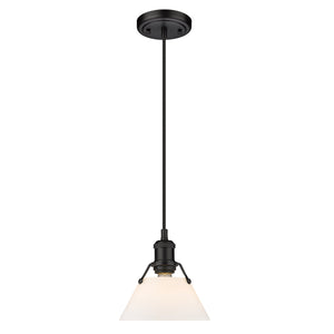 Orwell BLK Small Pendant in Matte Black with Opal Glass Shade