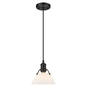 Orwell BLK Small Pendant in Matte Black with Opal Glass Shade