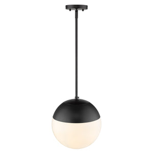 Dixon Pendant in Matte Black with Opal Glass and Matte Black Cap