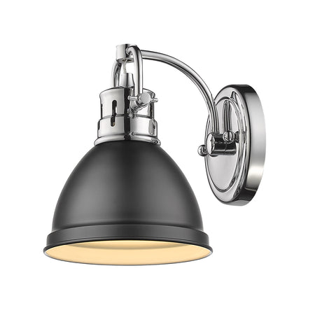 Duncan 1 Light Bath Vanity in Chrome with a Matte Black Shade