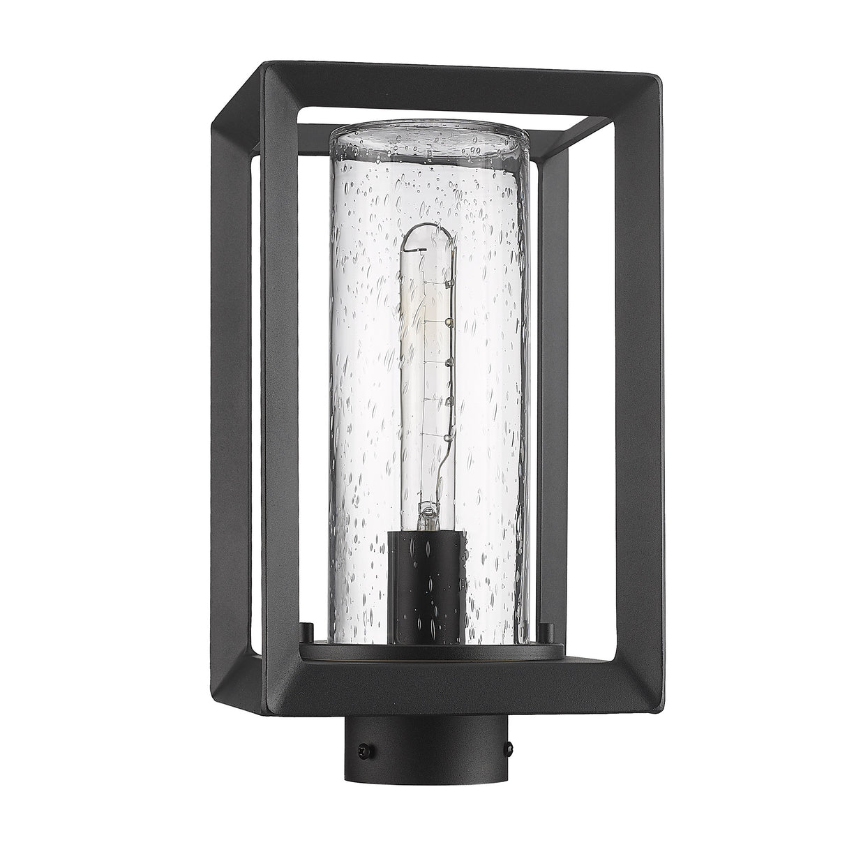 Smyth NB Post Mount - Outdoor in Natural Black with Seeded Glass Shade