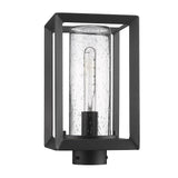 Smyth NB Post Mount - Outdoor in Natural Black with Seeded Glass Shade