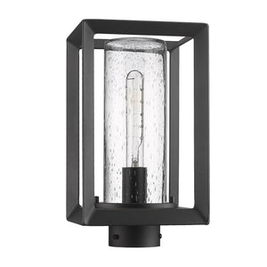 Smyth NB Post Mount - Outdoor in Natural Black with Seeded Glass Shade