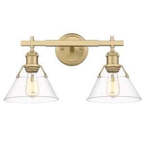 Orwell BLK 2 Light Bath Vanity in Brushed Champagne Bronze with Clear Glass Shade