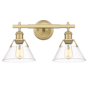 Orwell BLK 2 Light Bath Vanity in Brushed Champagne Bronze with Clear Glass Shade