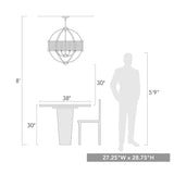 Colson BLK 6 Light Chandelier (with Pewter shade) in Matte Black