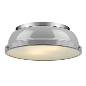 Duncan 14" Flush Mount in Pewter with a Gray Shade