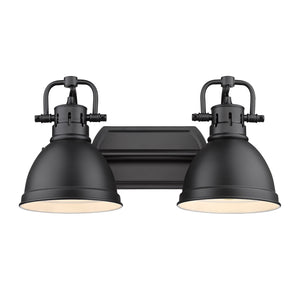 Duncan 2 Light Bath Vanity in Matte Black with Matte Black Shades