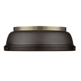 Duncan 14" Flush Mount in Aged Brass with a Rubbed Bronze Shade