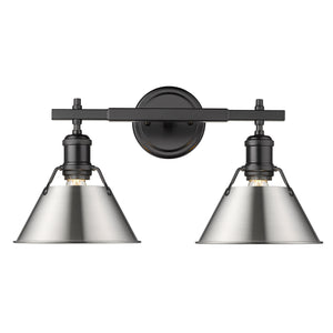 Orwell BLK 2 Light Bath Vanity in Matte Black with Pewter Shade