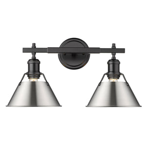 Orwell BLK 2 Light Bath Vanity in Matte Black with Pewter Shade