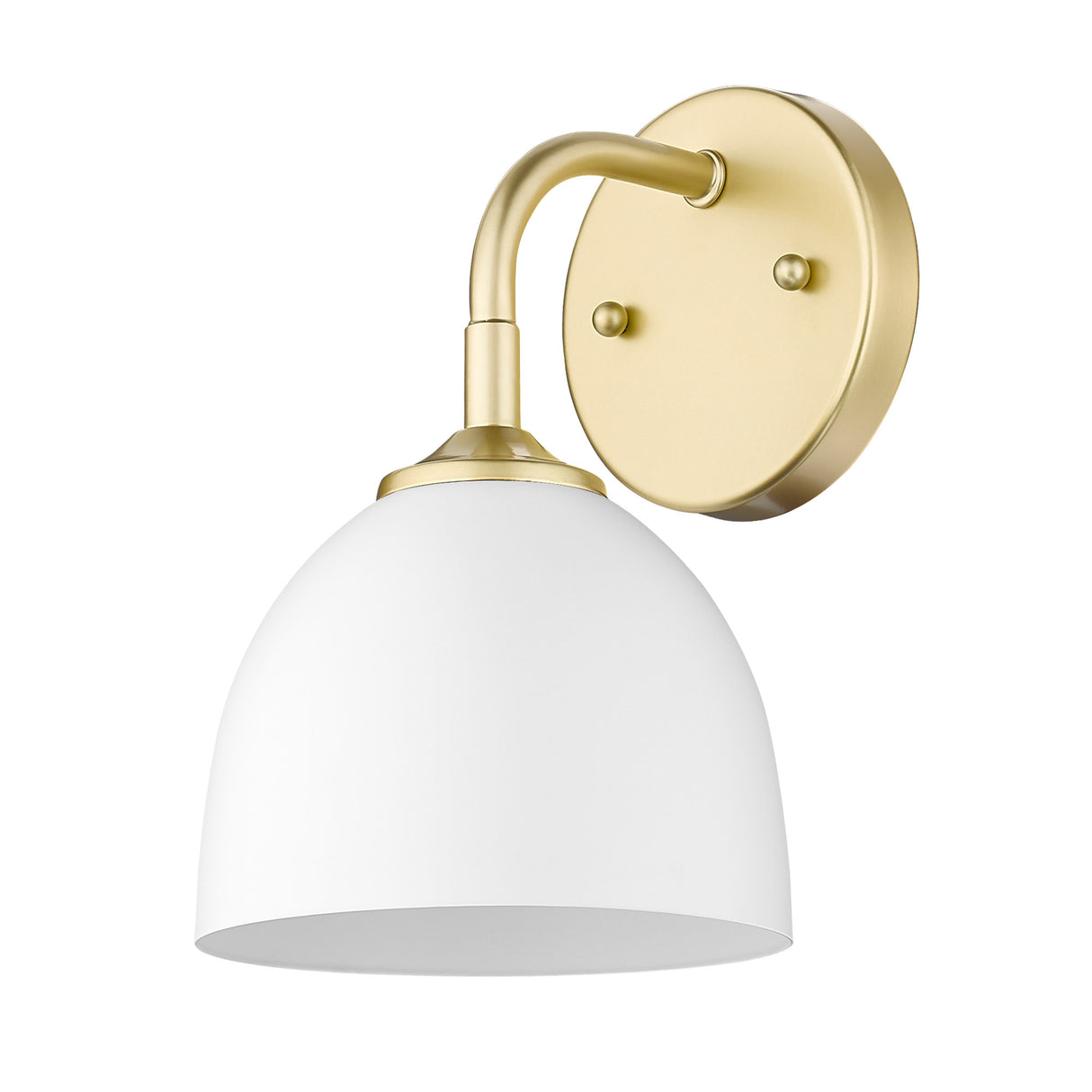 Zoey 1-Light Wall Sconce in Olympic Gold with Matte White Shade