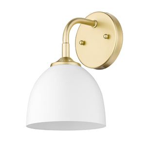 Zoey 1-Light Wall Sconce in Olympic Gold with Matte White Shade