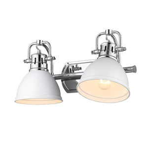 Duncan 2 Light Bath Vanity in Chrome with Matte White Shades