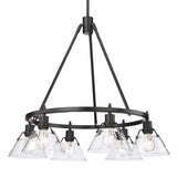 Orwell BLK 6 Light Chandelier in Matte Black with Clear Glass Shade